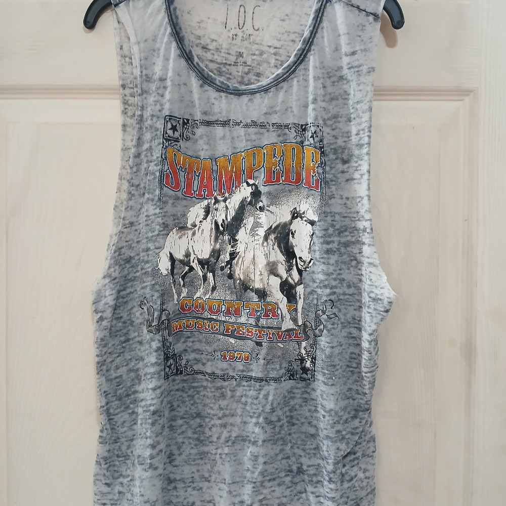 Gray Stampede Graphic Tank Top